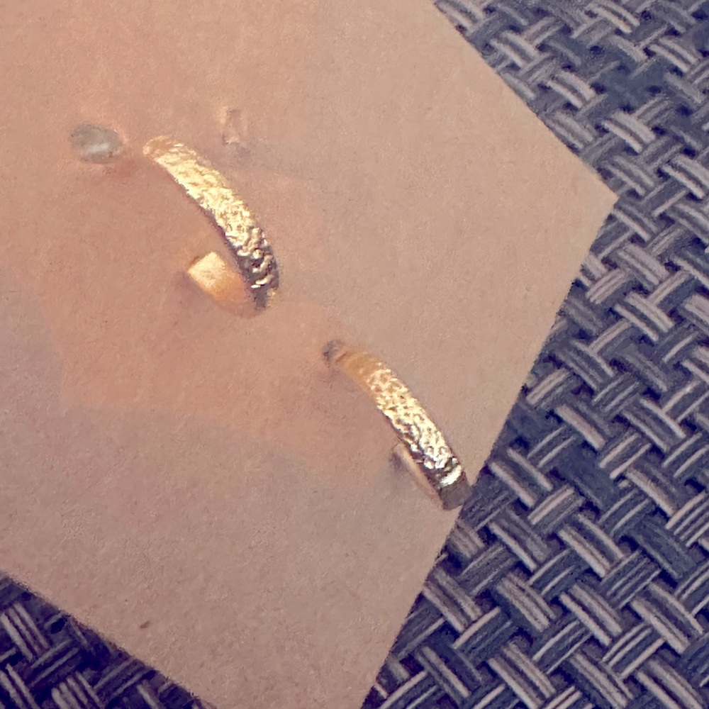 Earrings small textured hoop gold tone costume